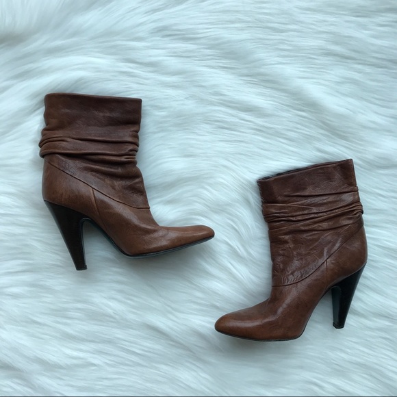 BCBGMaxAzria Brown Leather Ankle Bootie - Picture 1 of 8